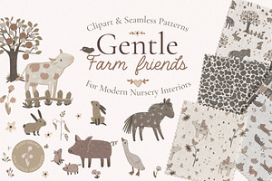 Farm Friends Neutral Nursery Clipart