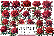 Vintage Red Roses Clipart, an Illustration by Designworld (Thumbnail 1 of 4)