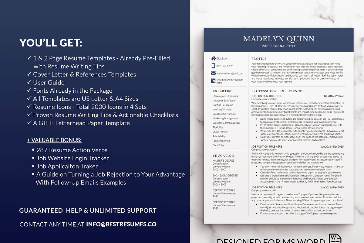 Modern Resume Template for Word, a Resume Template by BestResumes.Co (Photo 6 of 10)