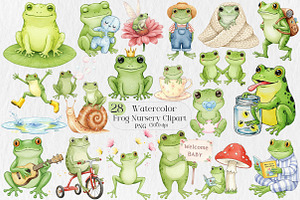Frog Nursery Clipart Sublimation, an Illustration by Creative Art