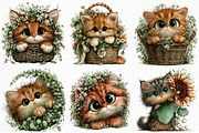 Whimsical Peeking Cat Clipart, a Seasonal Illustration by Craft Nest (Thumbnail 4 of 10)