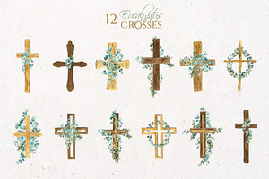 Eucalyptus Wooden Watercolor Cross