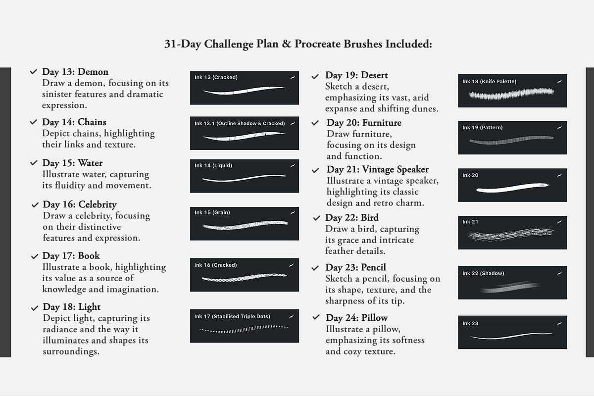 The Inktober Challenge Procreate Kit, a Brush Add-On by Digi Life (Photo 6 of 9)