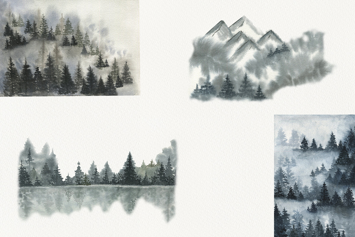 Mountains and forest clipart, an Object Illustration by ViolettaKh (Photo 9 of 10)