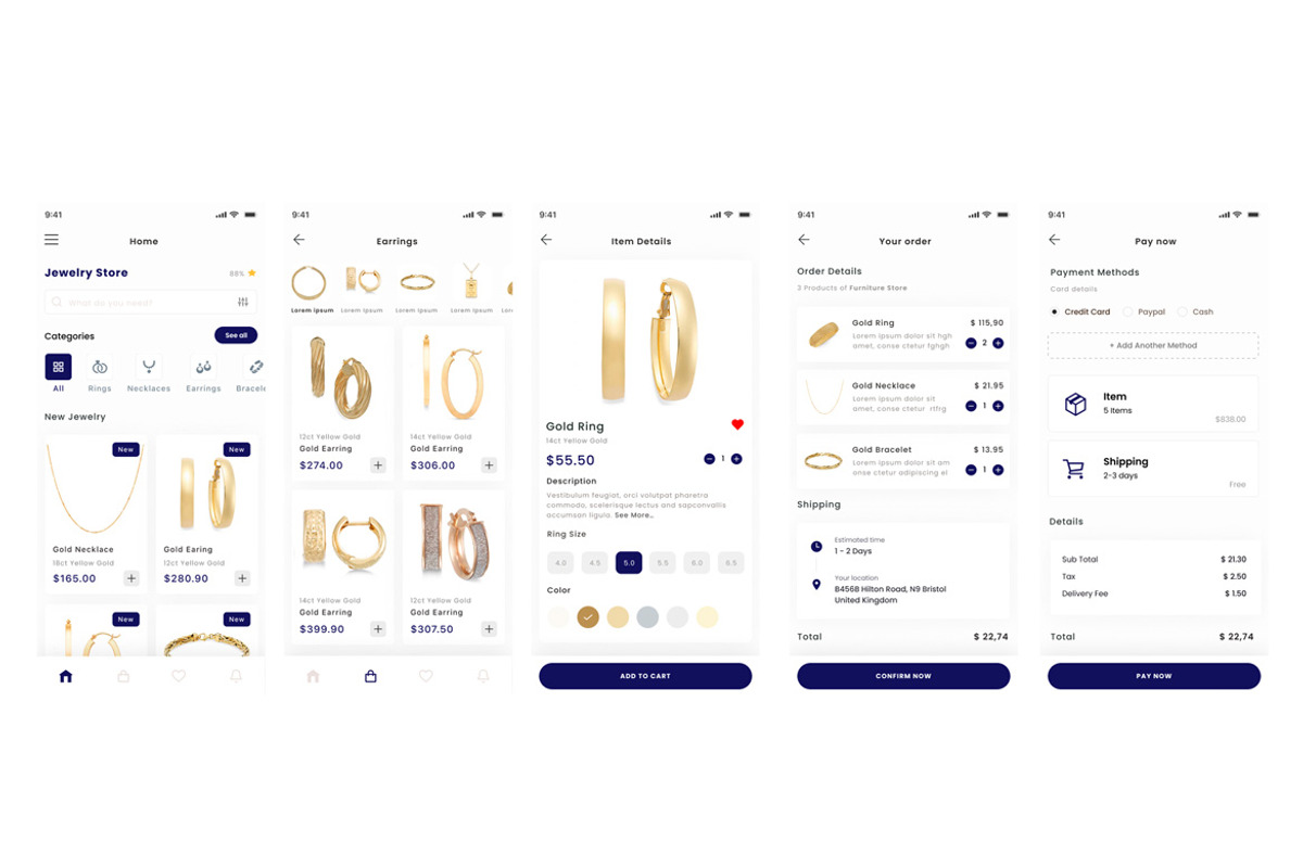 Jewelry shop, Rings E-commerce App, an App Template by nagaredesignstudio (Photo 2 of 2)