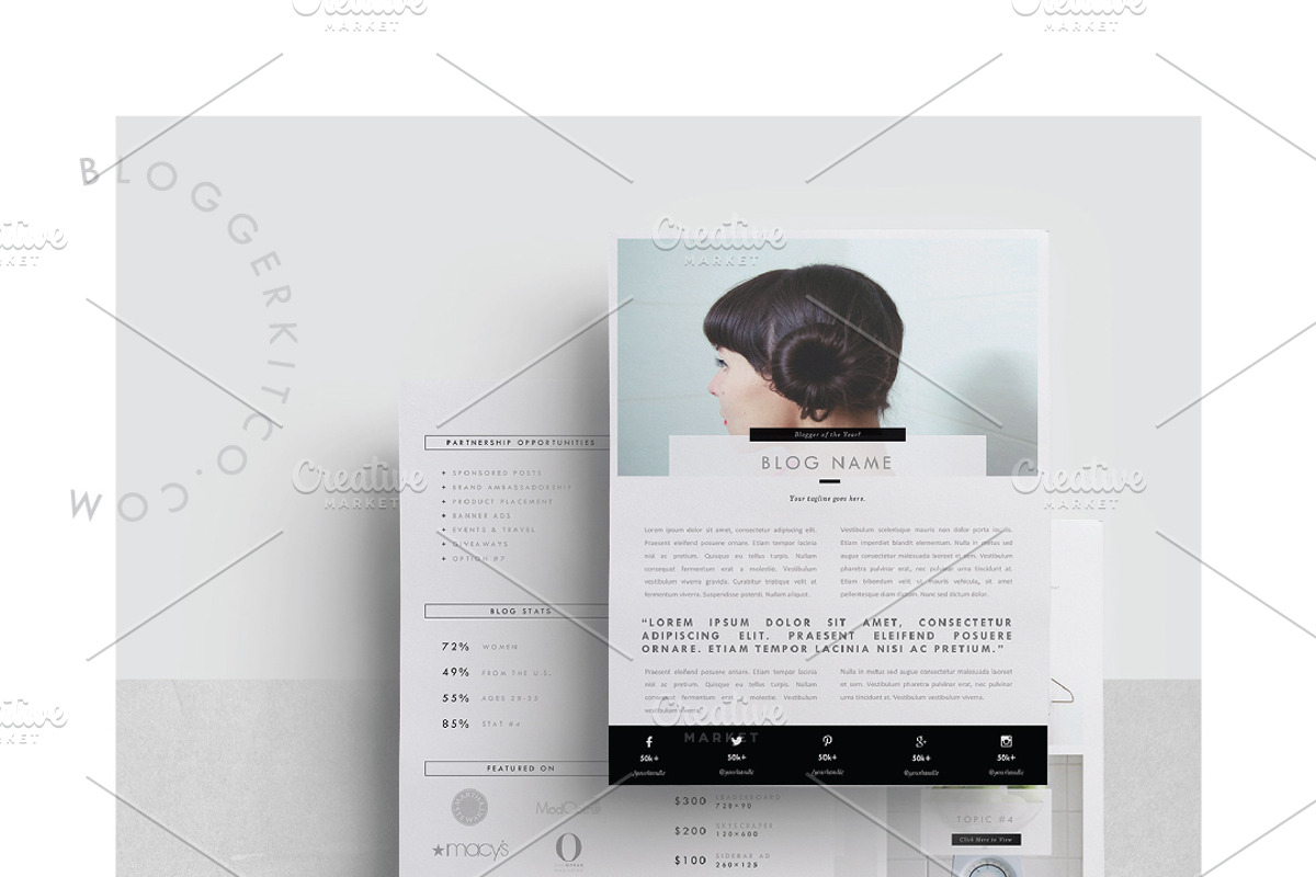 Blog Media Kit Template | 3 Pages, a Resume Template by Blogger Kit Co. (Photo 2 of 7)