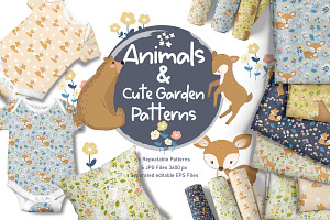 Forest and Garden Seamless Patterns