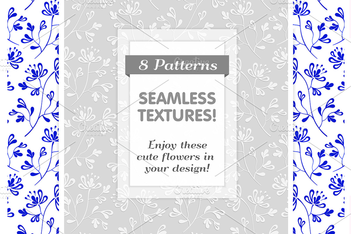 SET / 8 / Seamless flower Patterns, a Pattern Graphic by Nadin_Lebedeva (Photo 1 of 5)
