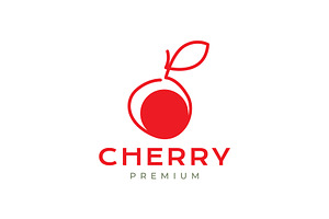 fresh fruit cherry line style logo, a Branding & Logo Template by devastd