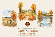 Cozy Autumn Scene & Illustration Kit, a Seasonal Illustration by OKArtHub (Thumbnail 1 of 10)