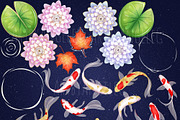 Koi Pond elements PNG clip-art Set, an Animal Illustration by Art by Angele G (Thumbnail 2 of 6)