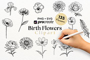135 Birth Flowers PNG SVG Procreate, a Brushes & More by LaurenceVArtiste (Thumbnail 1 of 9)