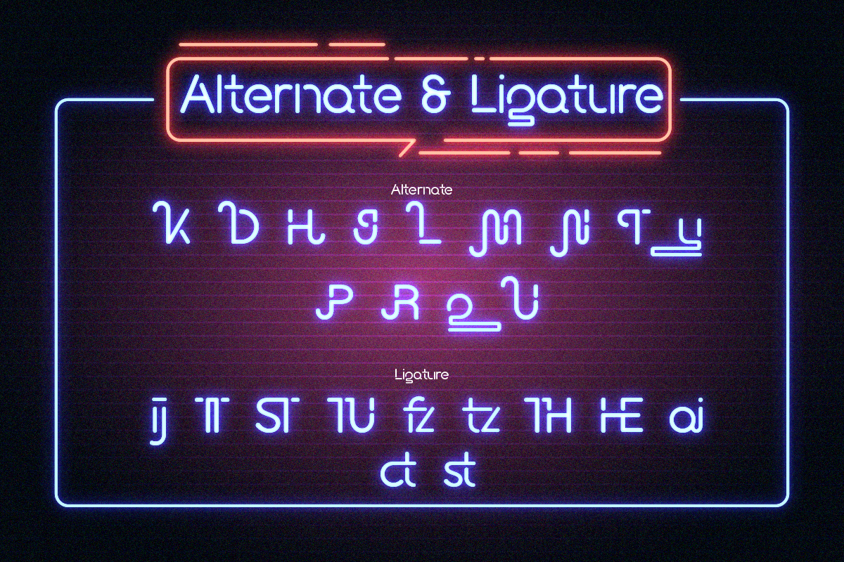 Neonova - Neon Retro Style Font, a Sans Serif Font by PuriCreative (Photo 3 of 9)