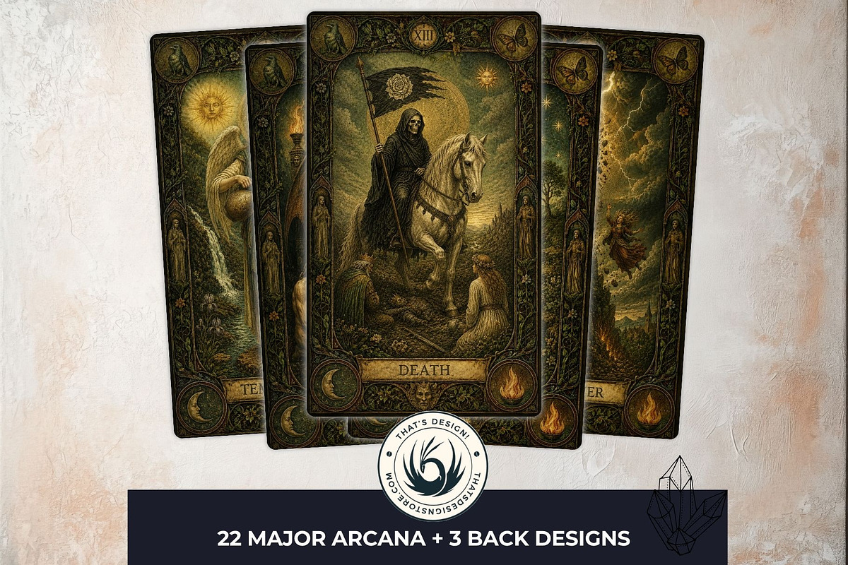 The Verdant Grimoire Tarot Cards, a Decorative Illustration by ThatsDesignArt (Photo 3 of 11)