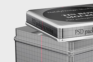 Metallic Square Tin Box Mockup