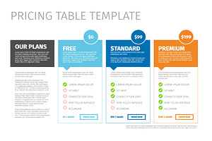 Product Pricing Table Template