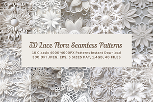 10 3d Lace Flora Seamless Pattern 4k