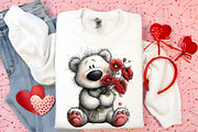 Valentine Teddy Bear Clipart Bundle, an Illustration by Canvas Craft (Thumbnail 5 of 6)