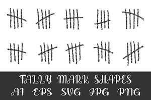 Charcoal Tally Marks Shapes Set, a Texture Graphic by vikkishop