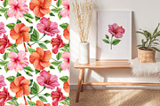 Watercolor tropical hibiscus flowers, an Object Illustration by Hanna Hryharenka (Thumbnail 16 of 18)