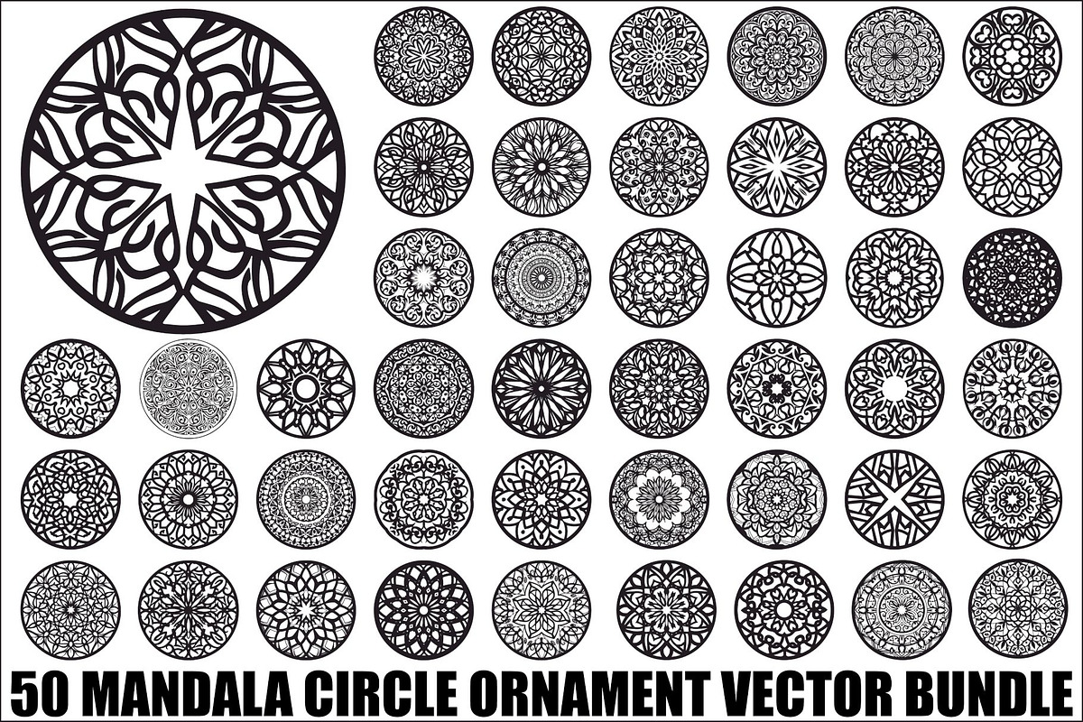 Mandala Circle Ornament Vector Bundl, an Illustration by Gaye Art (Photo 1 of 51)