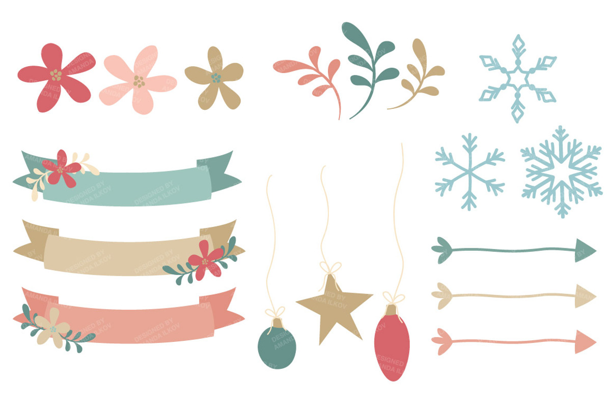 Soft Christmas Wreath Vectors, an Illustration by Amanda Ilkov (Photo 4 of 5)