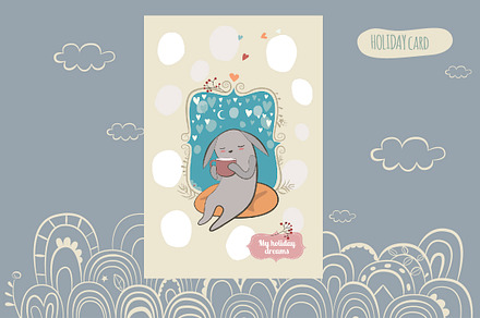 Holiday card with little bunny, a Card Template by Alena