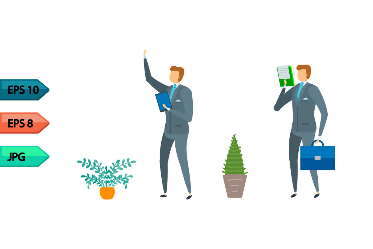 Vector business character poses set, an Object Graphic by julia_musdotter (Photo 9 of 11)