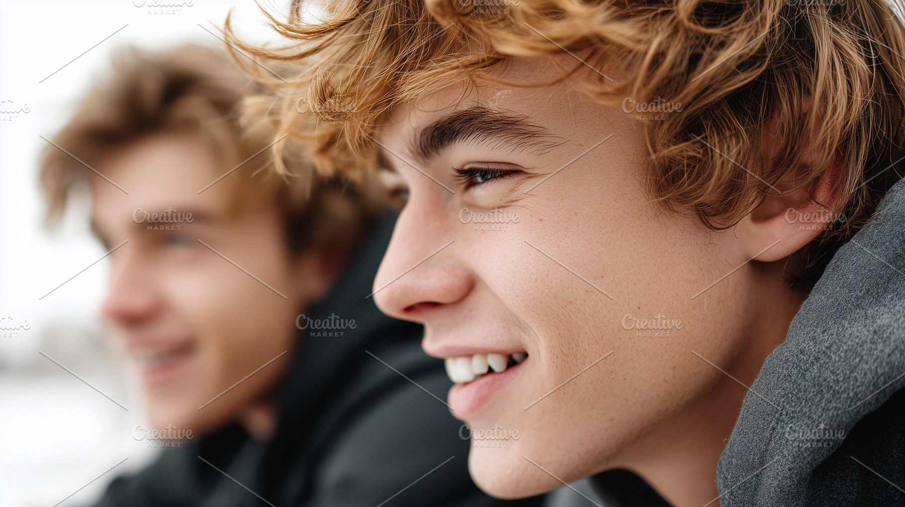 Happy teenage boys smiling outdoors., a Person Photo by MistyDay