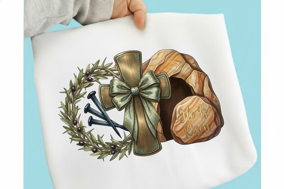 He is Risen Christian Easter Cross, an Illustration by designcity5 (Photo 1 of 4)