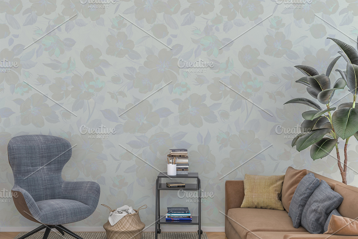 Wall mockup - wallpaper mock up, a Product Mockup by Hunny Badger (Photo 1 of 6)