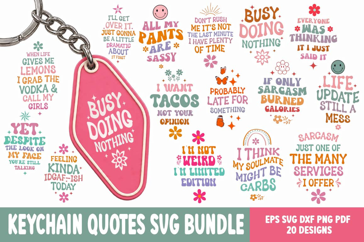 Funny Keychain Quotes SVG Bundle, an Object Graphic by FiveStarCrafting (Photo 1 of 7)