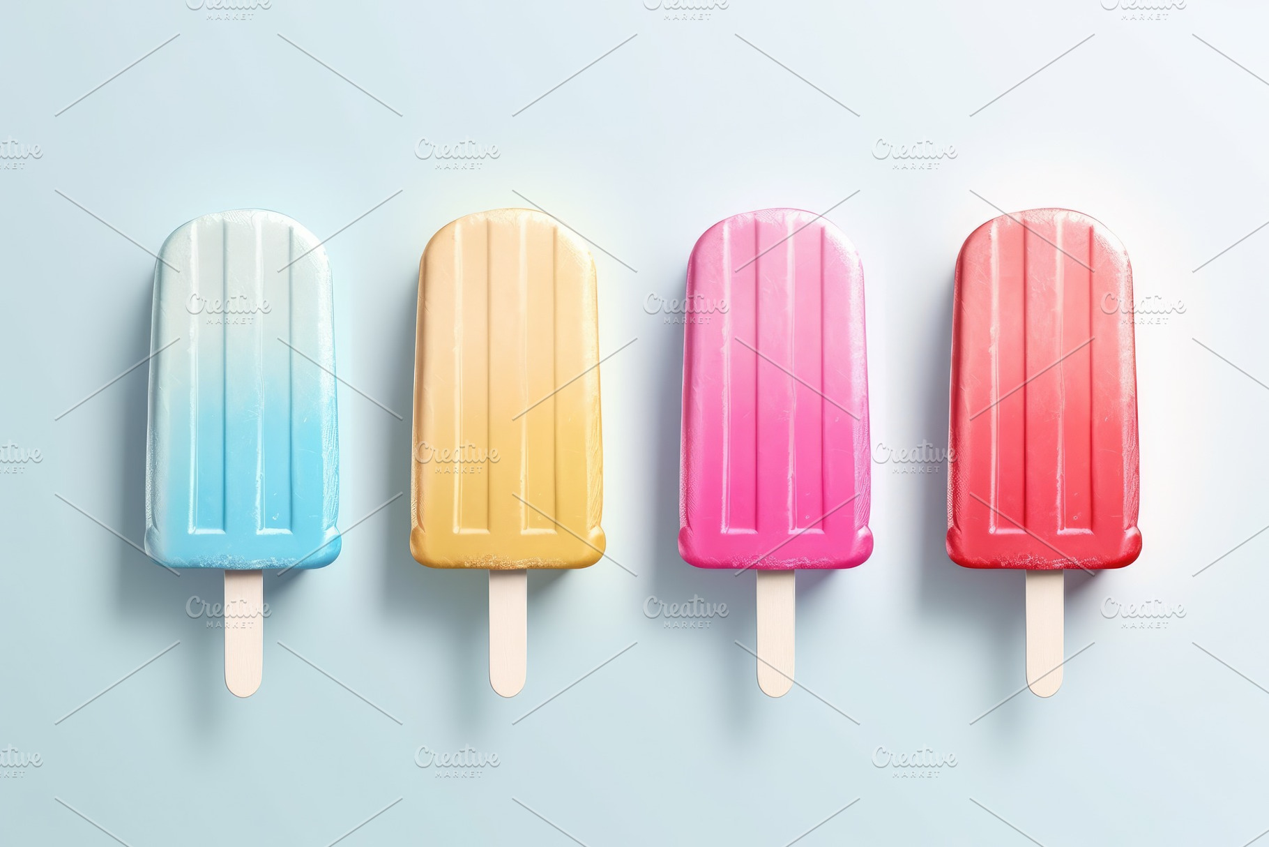 Colorful popsicles on blue backgroun, a Photo by Iftikhar Alam