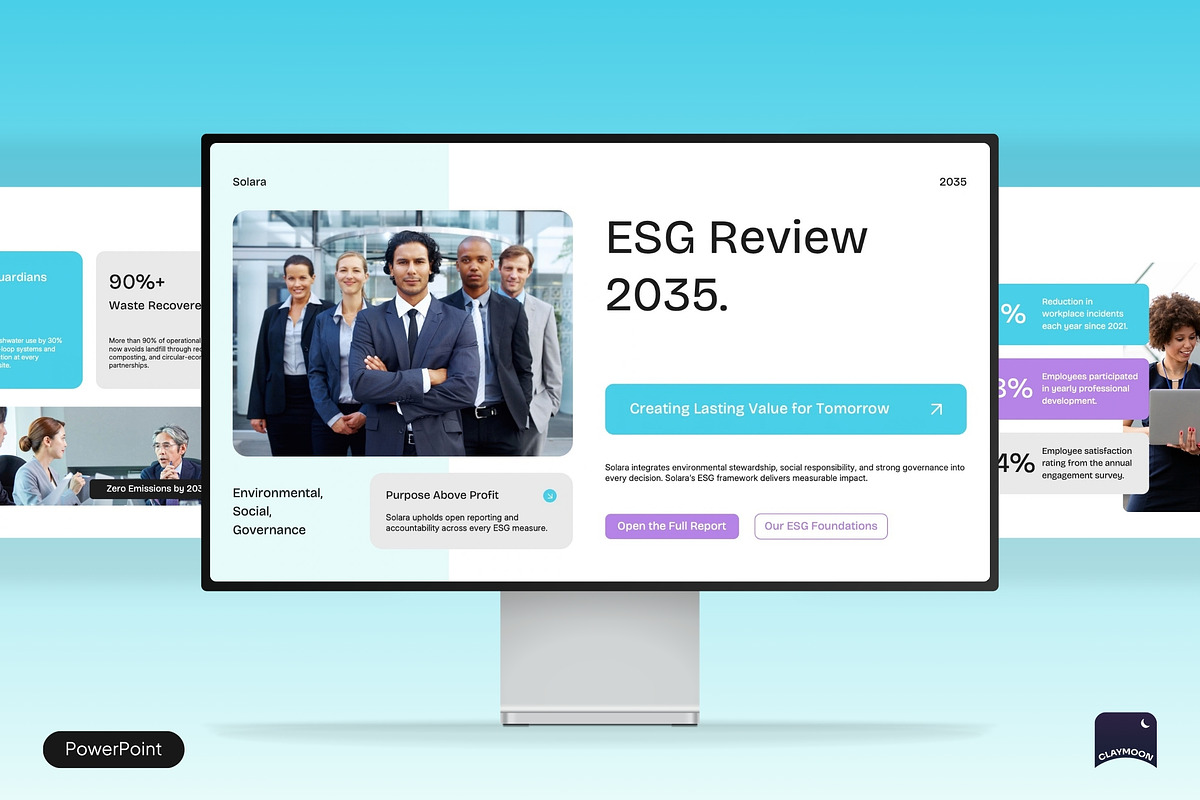 Modern ESG Corporate Report, a Presentation Template by Claymoon Lab (Photo 1 of 7)