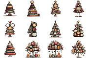 Whimsical Christmas Tree Clipart, an Illustration by CraftArtStudio (Thumbnail 3 of 6)
