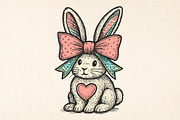 Bunny with Bow Sublimation PNG Easte, an Illustration by DreamPrint404 (Thumbnail 1 of 7)
