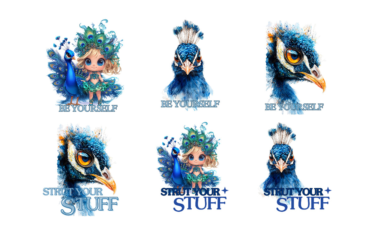 Peacock T-Shirt Sublimation Bundle, an Animal Illustration by InkyQueenArt (Photo 4 of 5)