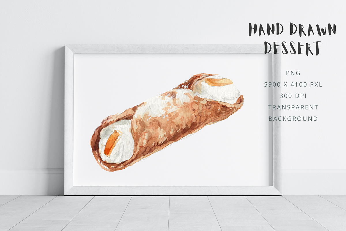 Orange Cannolo Watercolor Clipart, a Food Illustration by Kolorata Art (Photo 2 of 3)
