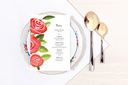 Red Rose Floral Wedding Menu, a Stationery Template by Beyond Muse (Thumbnail 3 of 3)