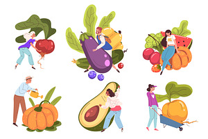 Tiny people vegetables. Person fruit, a Food Illustration by Stock-Smart-Start