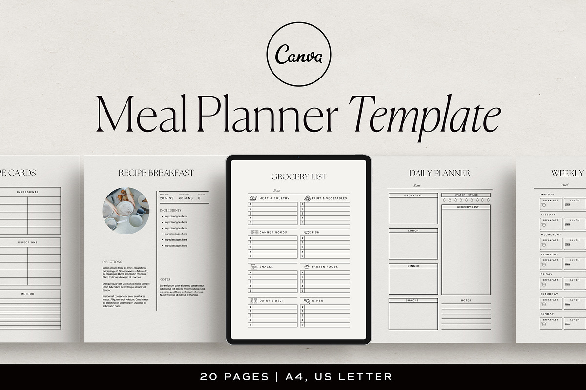Meal Planner Canva Template, a Presentation Template by HelloKarla (Photo 1 of 6)