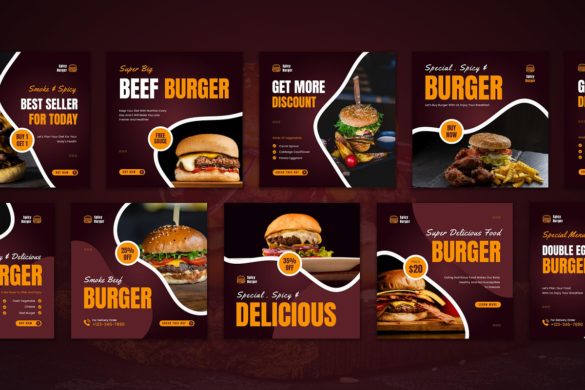 Spicy Burger Instagram Post, a Social Media Template by CavenArt (Photo 5 of 5)