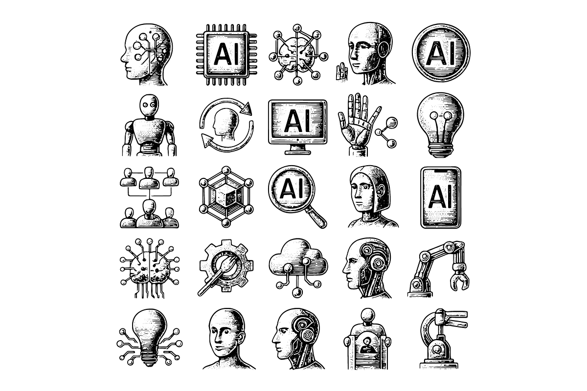 Artificial Intelligence Icons, an Object Graphic by nikagraphic