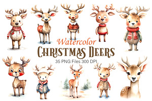 Watercolor Christmas Deer. Set., an Animal Illustration by KENO Mascots