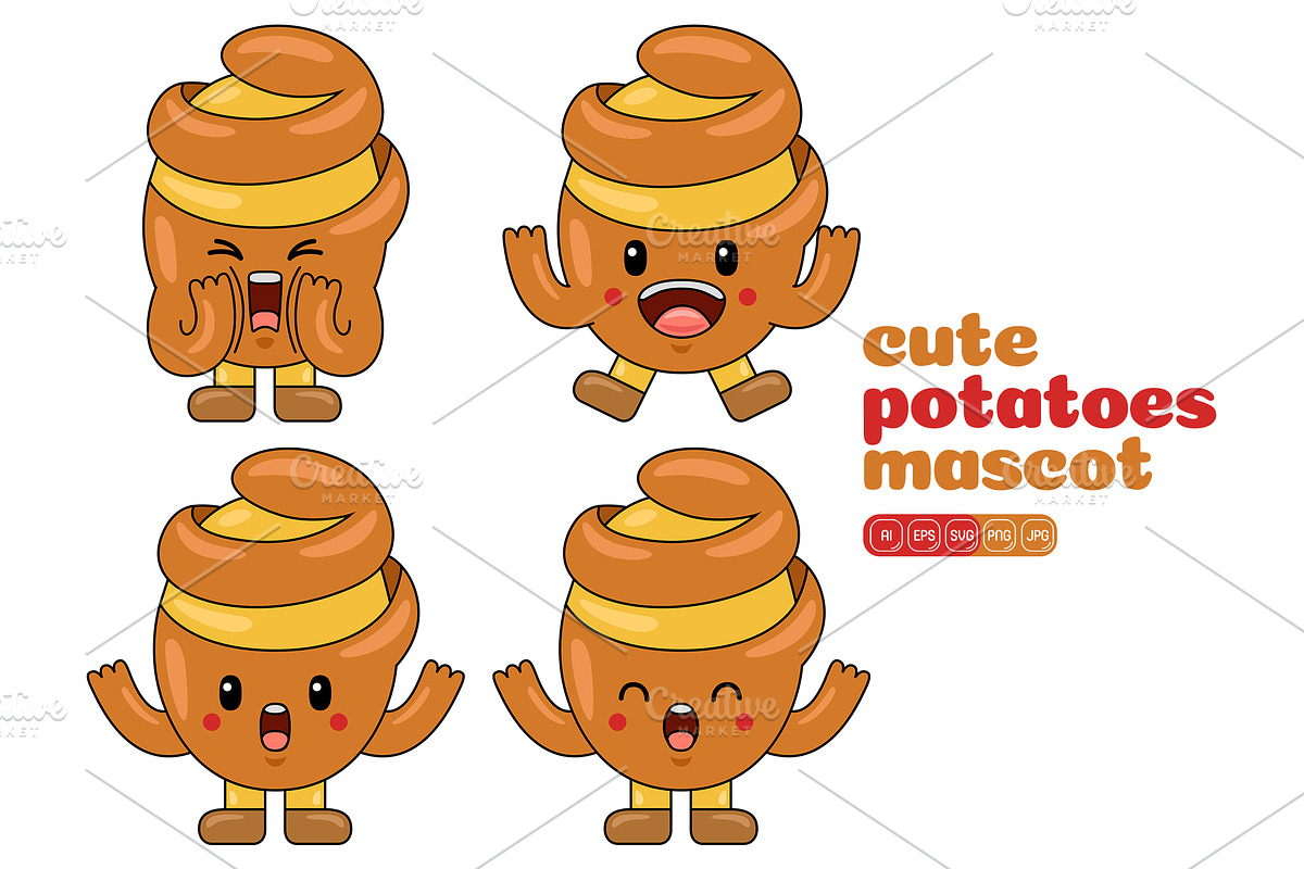 Potatoes Mascot Cartoon Vector Pack, an Illustration by MEDZ (Photo 5 of 5)