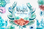 Winter. Watercolor collection., a Decorative Illustration by AlexGreenArt (Thumbnail 1 of 11)