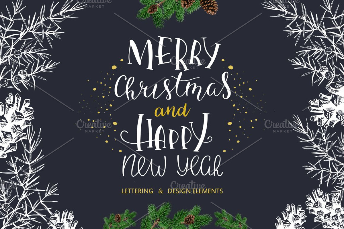 Christmas lettering & design element, an Illustration by OlgaAlekseenko (Photo 1 of 4)
