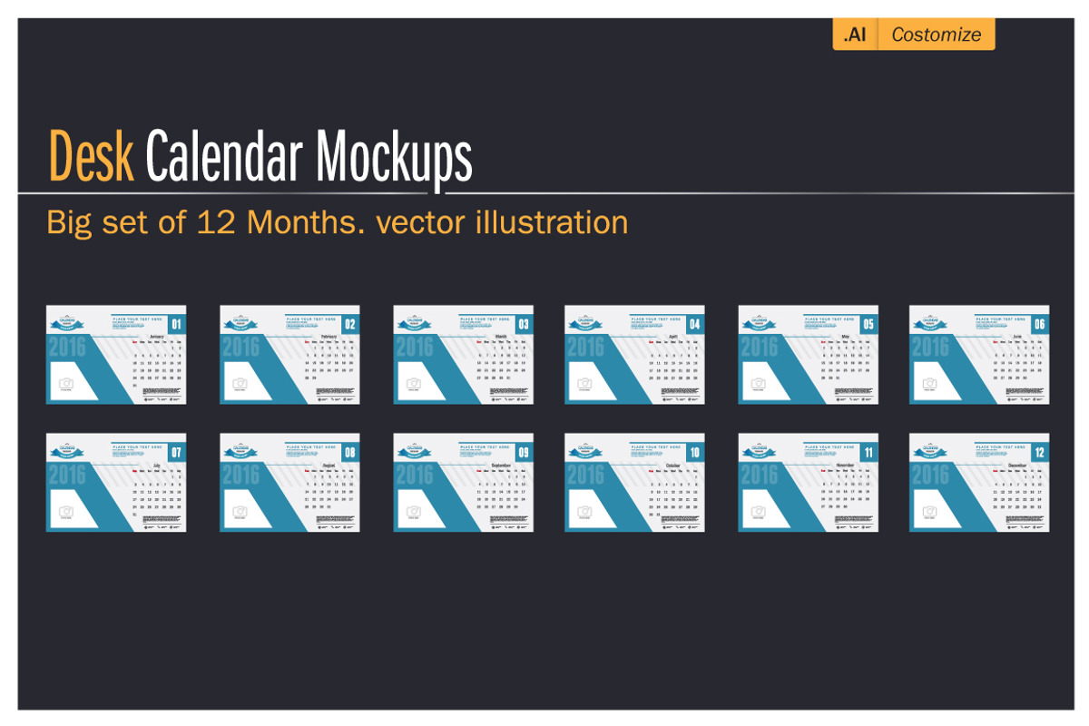 Desk Calendar 2016 Mockups, a Print Template by The Sakeet (Photo 5 of 5)