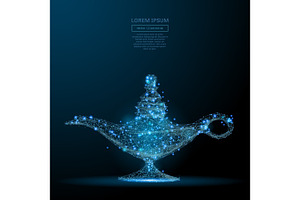 magic lamp low poly blue, an Object Graphic by ANTON KHRUPIN ART