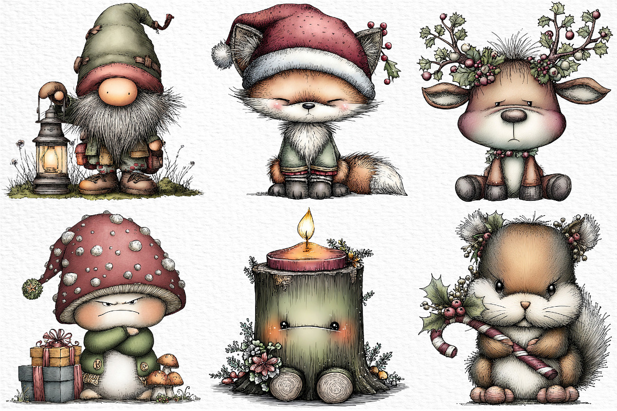 Grumpy Christmas Forest Clipart, an Illustration by Craft Nest (Photo 6 of 6)